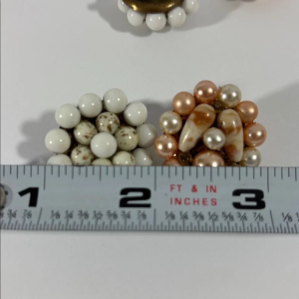 Elegant Pearl Cluster Clip On Vintage Earrings